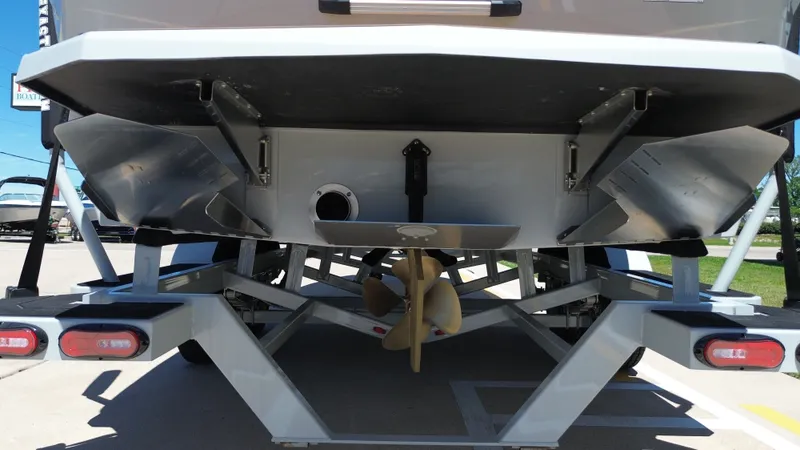 Slide: The Image of Rear view of a 2024 ATX TYPE S boat on a trailer. - 24