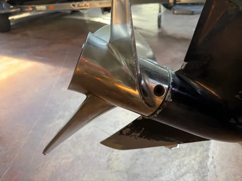 Slide: The Image of Close-up of a 2010 Triton 190 Escape boat propeller. - 18