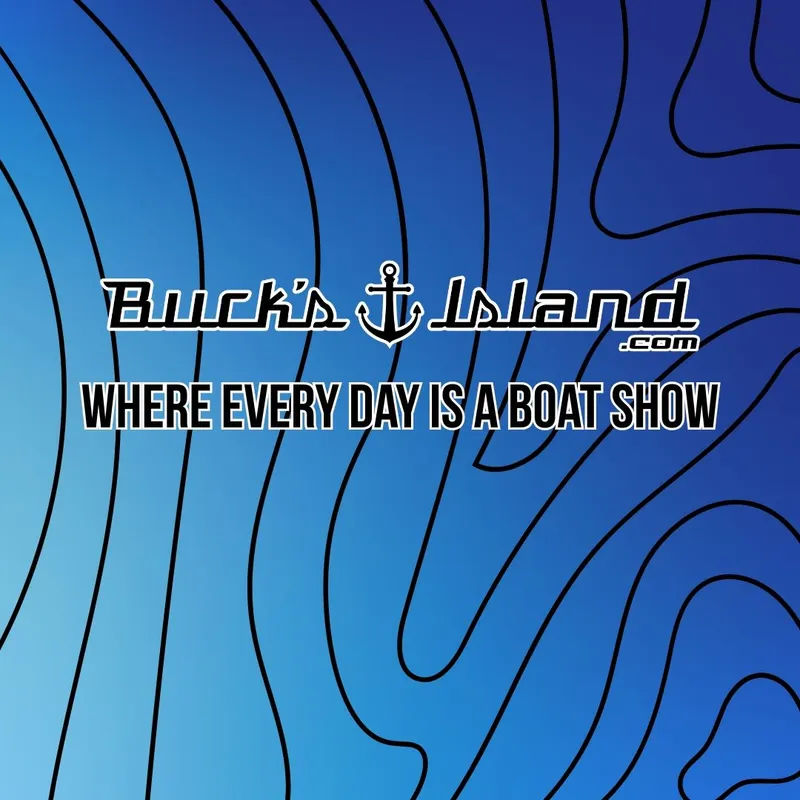 Slide: The Image of Buck's Island logo with slogan on blue background. - 22
