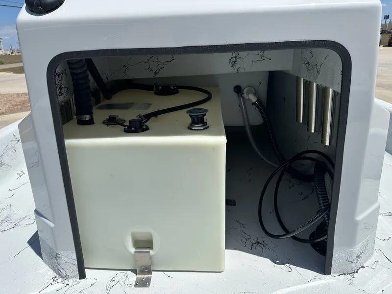 Slide: The Image of Interior view of a Shoalwater 20' Catamaran, model 2026. - 21