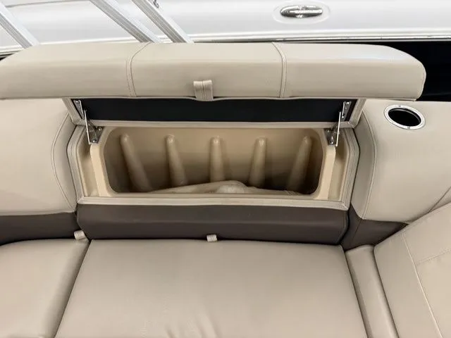 Slide: The Image of Interior of 2019 Sun Tracker SportFish 22 DLX with storage compartment. - 20
