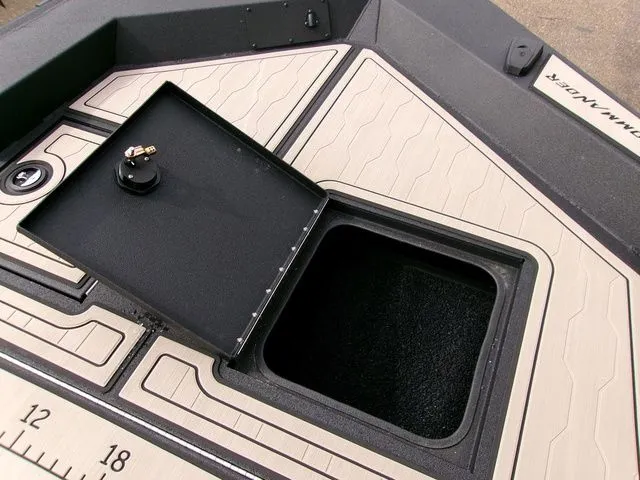 Slide: The Image of Avid 18 Commander 2026 boat with open storage compartment. - 5