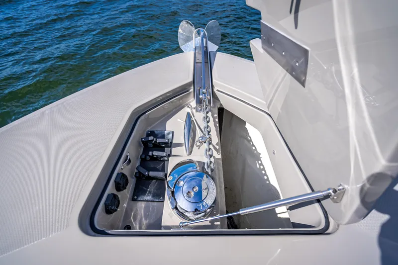 Slide: The Image of Anchor system of 2024 HCB 53 Suenos boat, featuring sleek design and modern equipment. - 37