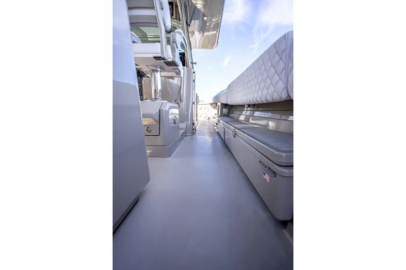 Slide: The Image of 2024 HCB 53 Suenos boat interior with sleek seating and modern design. - 57