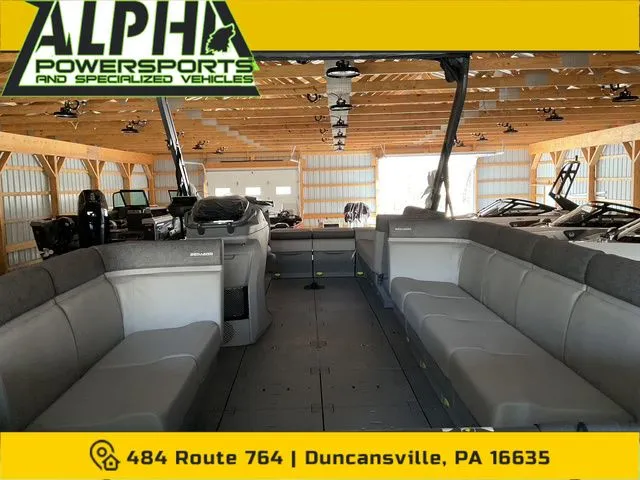 Slide: The Image of Interior view of 2026 Sea-Doo Switch Cruise 21 in a storage facility. - 3