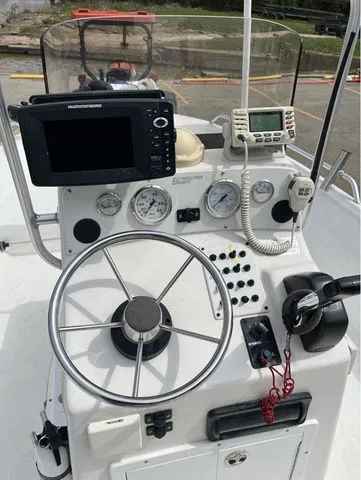 Slide: The Image of Helm console of a 2005 Sea Chaser 1950 RG boat. - 3