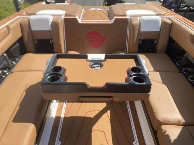 Slide: The Image of Interior of 2026 Malibu Wakesetter 25 LSV with luxurious seating. - 14