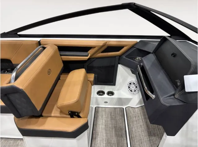 Slide: The Image of Interior of Cobalt R4 boat, 2026 model, featuring luxurious leather seating. - 11
