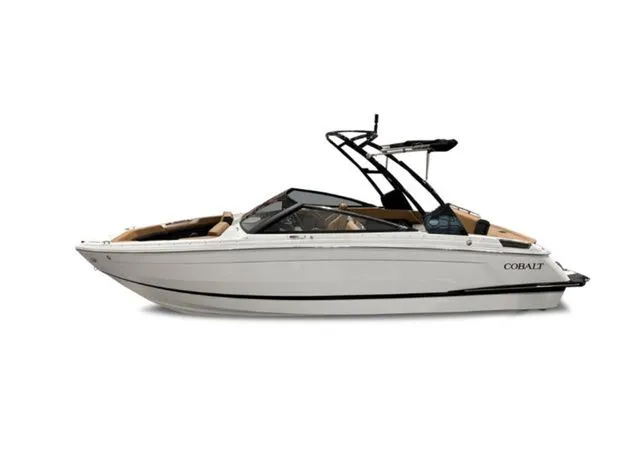 Slide: The Image of 2026 Cobalt R4 boat, sleek design, white hull, modern interior. - 3