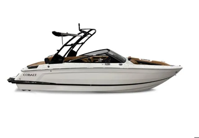 Slide: The Image of 2026 Cobalt R4 boat, modern design, white hull, sporty style. - 7