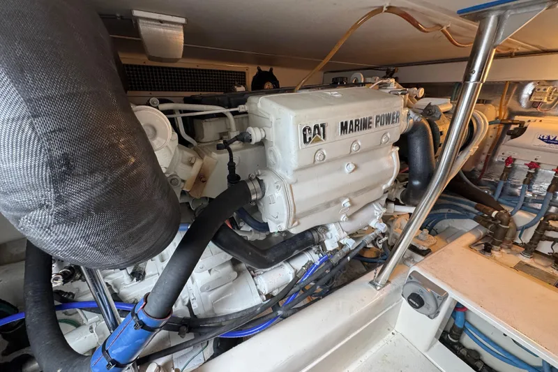 Slide: The Image of Engine room of 2009 Ocean Yachts 42 Super Sport with CAT Marine Power engine. - 11