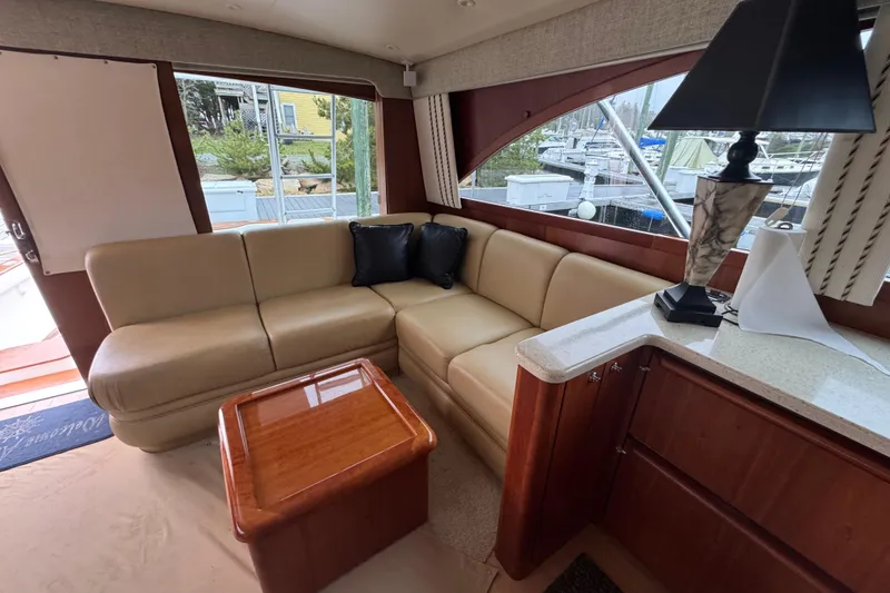 Slide: The Image of Luxurious interior of 2009 Ocean Yachts 42 Super Sport with beige seating and elegant decor. - 4