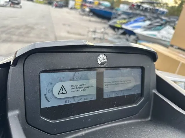 Slide: The Image of Close-up of Sea-Doo GTX 2021 dashboard with warning display. - 10