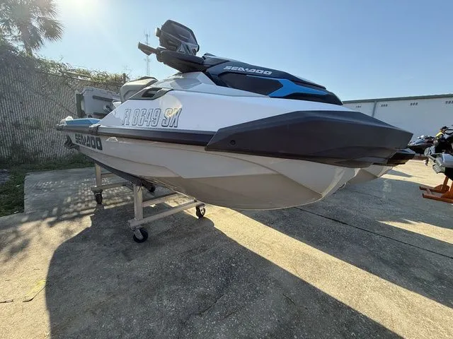 The Image of 2021 Sea-Doo Fish Pro™ jet ski on a trailer outdoors. - 1