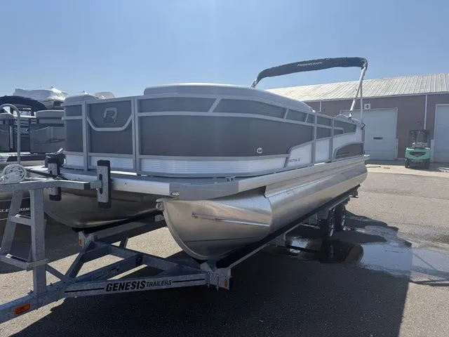 Slide: The Image of 2026 Princecraft Vectra 23 QL pontoon boat on trailer. - 2
