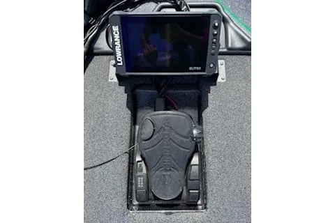 Slide: The Image of 2026 Blazer 595 Pro Elite boat dashboard with Lowrance Elite fishfinder. - 9