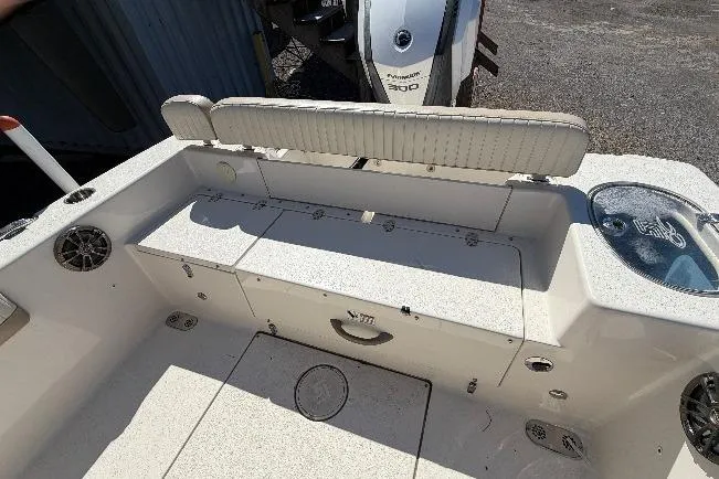 Slide: The Image of 2017 Sea Chaser 24 HFC boat interior with seating and storage compartments. - 38