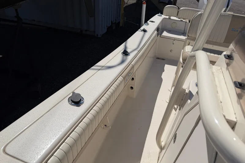 Slide: The Image of 2017 Sea Chaser 24 HFC boat interior, showcasing seating and deck features. - 51