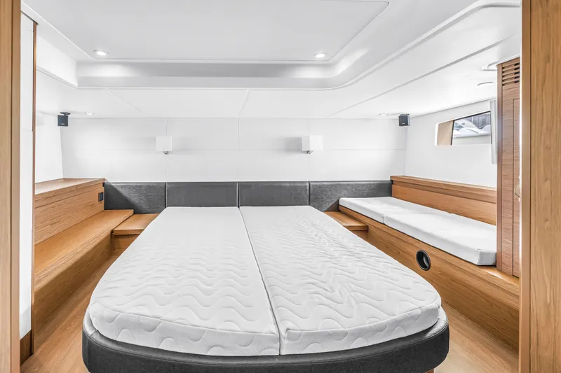 Slide: The Image of Luxurious cabin interior of 2019 Beneteau Gran Turismo 46 yacht with modern design. - 53