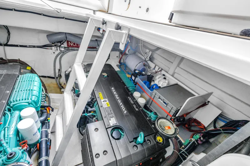 Slide: The Image of Engine room of 2019 Beneteau Gran Turismo 46 with Volvo Penta IPS 600 engines. - 59