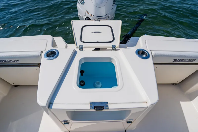 Slide: The Image of 2023 Pathfinder 2700 Open boat with open storage compartment on deck. - 63