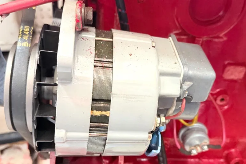 Slide: The Image of Alternator of a 1978 Marine Trader Europa boat engine, close-up view. - 32