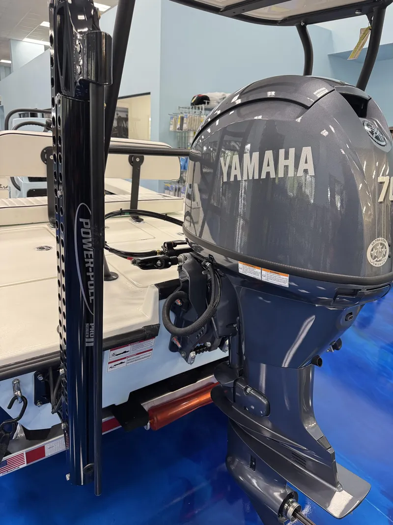 Slide: The Image of Maverick HPX-S 2026 with Yamaha outboard motor and Power-Pole anchor. - 6