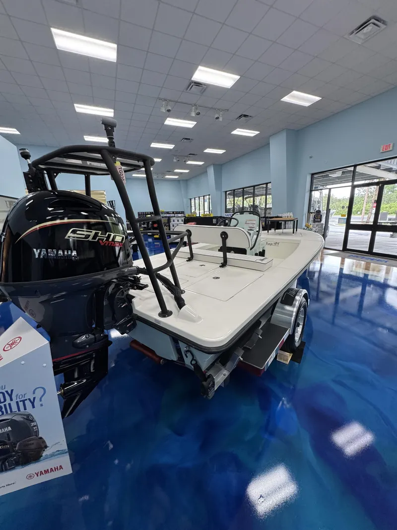 Slide: The Image of 2026 Maverick HPX-V boat in showroom with Yamaha engine. - 20