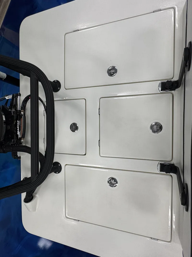 Slide: The Image of Maverick HPX-V 2026 boat deck with storage hatches. - 28