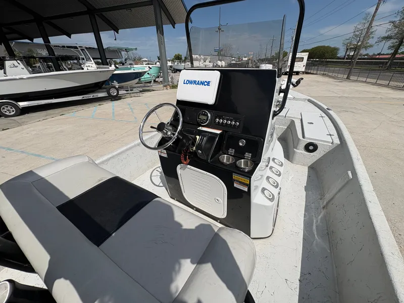 Slide: The Image of Interior view of a 2020 Blazer Bay 2170 boat with steering console. - 11