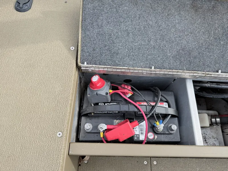 Slide: The Image of Battery compartment of a 2020 G3 Outfitter V177 T boat. - 10