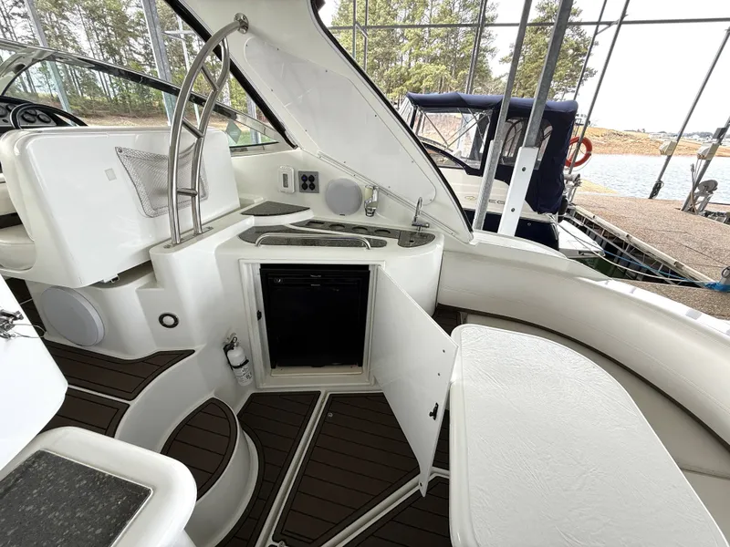 Slide: The Image of Interior of a 2008 Cruiser Yachts 420 with open galley. - 18