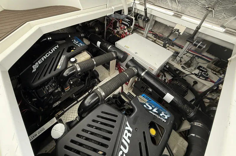Slide: The Image of Engine room of 2008 Cruiser Yachts 420 with Mercury engines. - 41