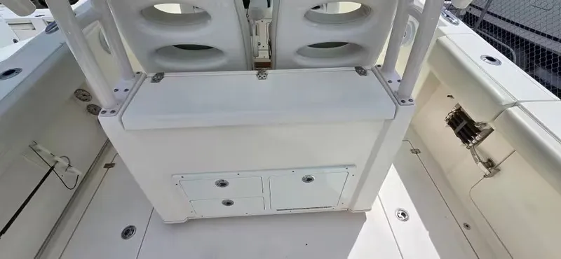 Slide: The Image of Interior view of a 2018 Cobia 301 Center Console boat. - 9