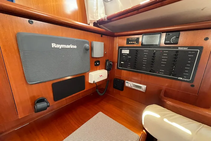 Slide: The Image of Control panel of a 2001 Beneteau Oceanis 461 sailboat with Raymarine equipment. - 29