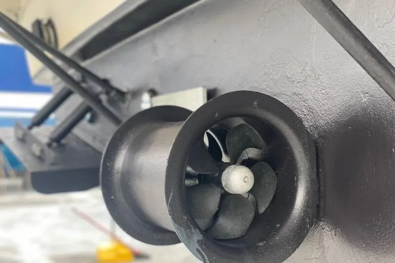 Slide: The Image of Close-up of a 2000 Silverton 453 Motor Yacht's propeller system. - 42