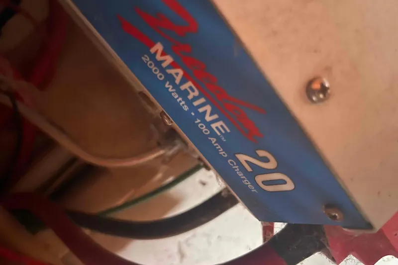 Slide: The Image of Close-up of a Freedom Marine 20 charger, 2000 Watts, 100 Amp, in a Hunter 410. - 50