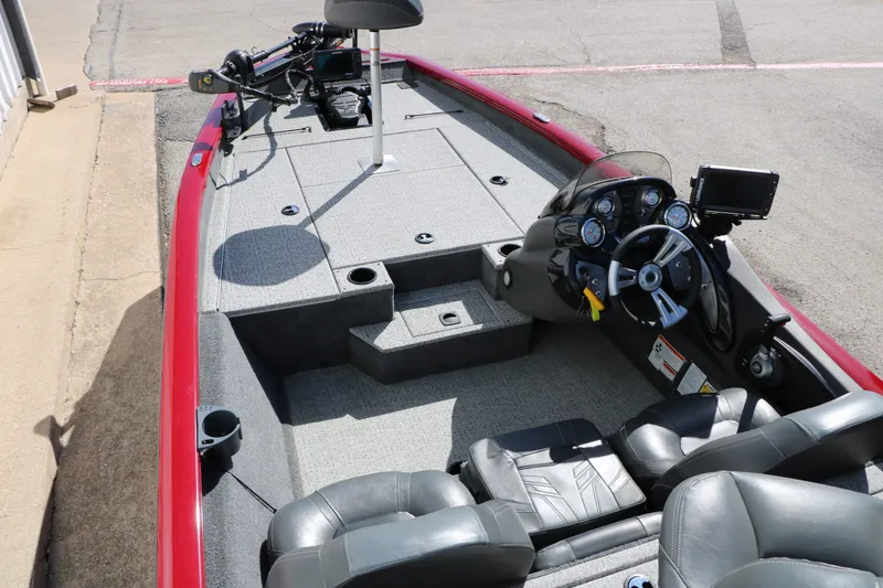 Slide: The Image of 2020 Bass Tracker 175 TXW Tournament Edition interior with steering console. - 16