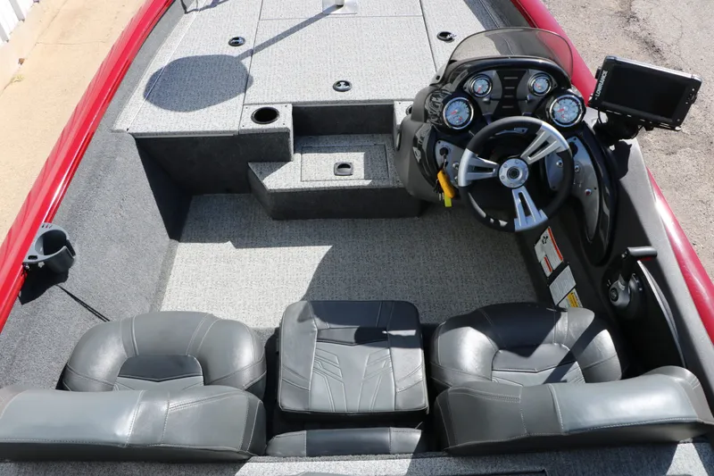 Slide: The Image of Interior of 2020 Bass Tracker 175 TXW with steering console. - 20