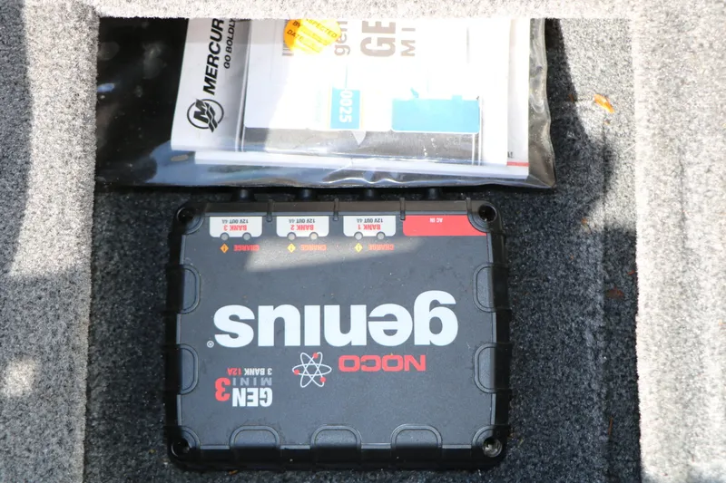 Slide: The Image of NOCO Genius GEN3 Mini charger in Bass Tracker boat. - 30