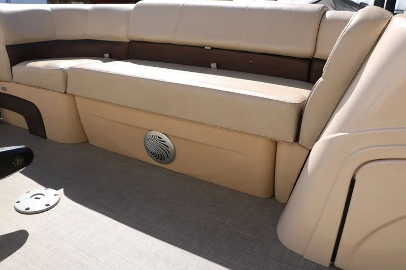 Slide: The Image of Interior of 2019 Sun Tracker Sport 22 Fish Deluxe with beige seating. - 46