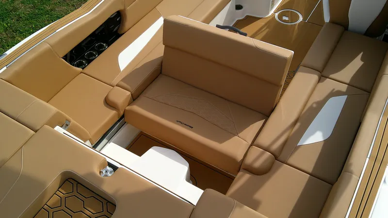 Slide: The Image of Interior of 2026 MasterCraft NXT24 with luxurious leather seating. - 17