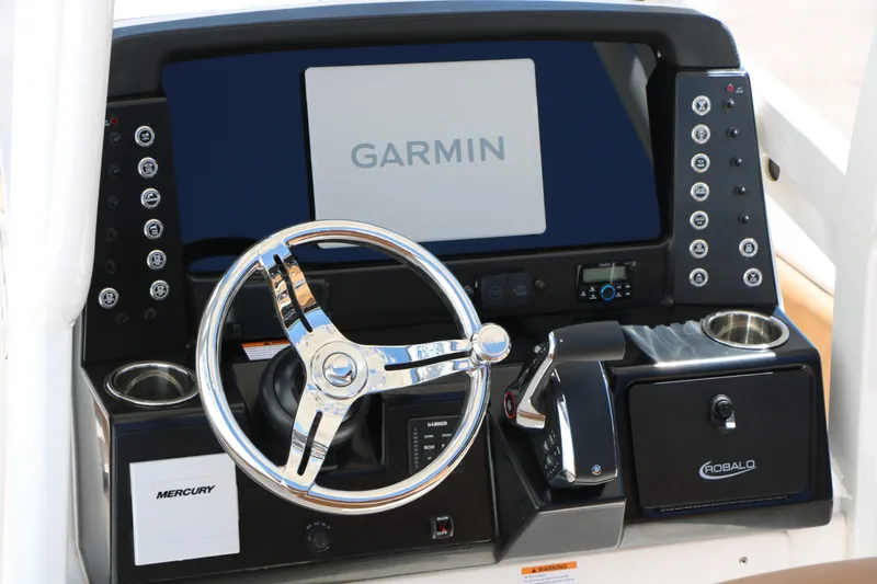 Slide: The Image of Dashboard of 2026 Robalo 246 Cayman with Garmin navigation system. - 18