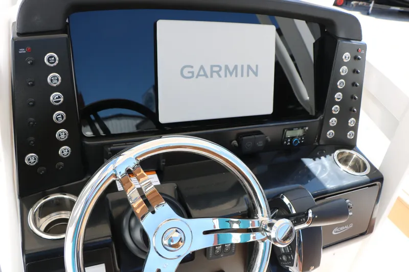 Slide: The Image of Dashboard of 2026 Robalo 246 Cayman with Garmin display. - 33