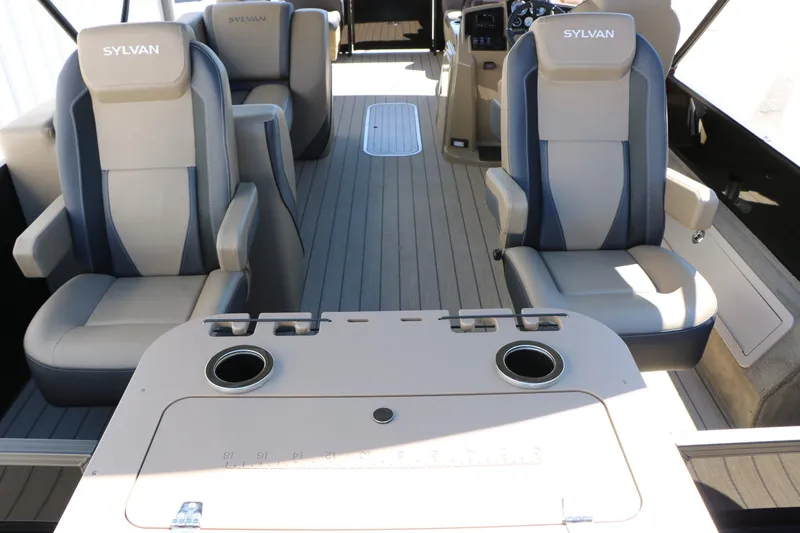Slide: The Image of Interior of 2026 Sylvan Mirage X3 Party Fish Tri Toon with luxurious seating. - 25