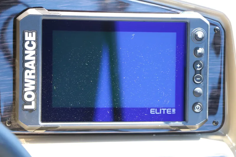 Slide: The Image of Lowrance Elite display on Sylvan Mirage X3 Party Fish Tri Toon 2026. - 33