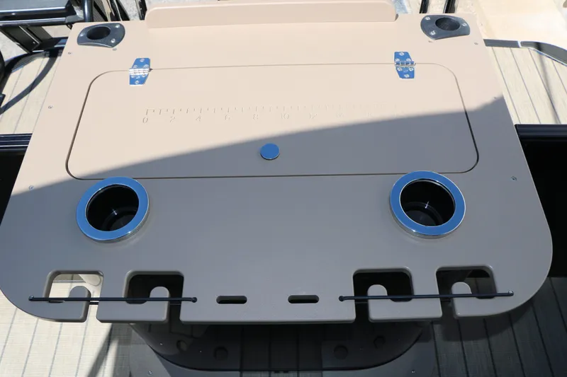 Slide: The Image of Sylvan Mirage X3 Party Fish Tri Toon 2026 with cup holders and measuring scale. - 41