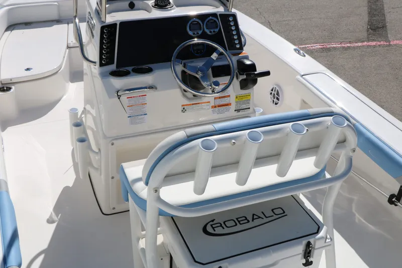Slide: The Image of Interior view of 2026 Robalo 226 Cayman boat cockpit. - 18