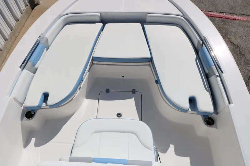 Slide: The Image of Interior view of 2026 Robalo 226 Cayman boat with seating area. - 34