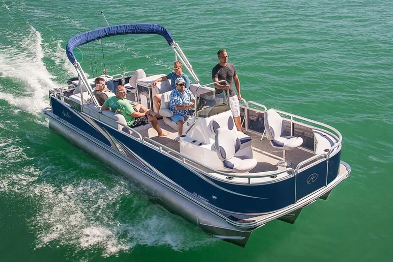 The Image of 2019 Tahoe Pontoon GT CC Fish on water with passengers. - 1
